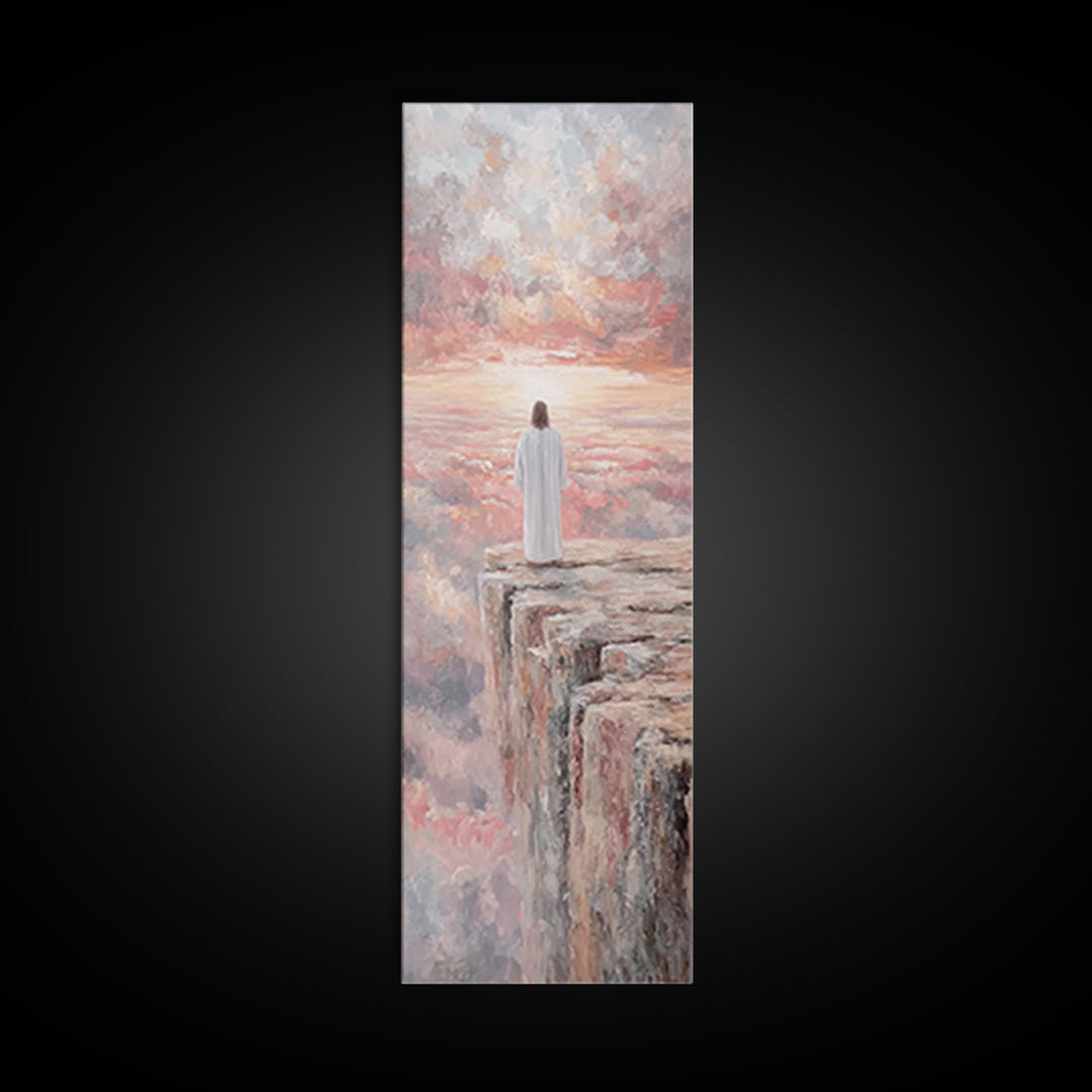 Dawn of Mercy, Framed Canvas Print, Christian Art Canvas, Jesus Painting, Christian Wall Art, Moody Christian Art, Tall Skinny Art Print