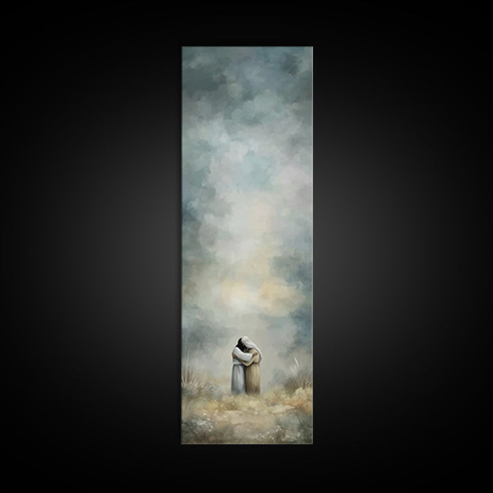 Embrace of Grace | Framed Canvas Print | Christian Wall Art | Christian Art Canvas | Christian Painting | Subtle Christian Art | Narrow Art