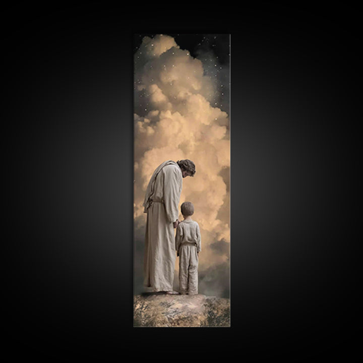 Guiding Hope Light – Framed Canvas Print – Christian Wall Art – Jesus Painting – Christian Art Canvas – Modern Christian Art – Tall Skinny