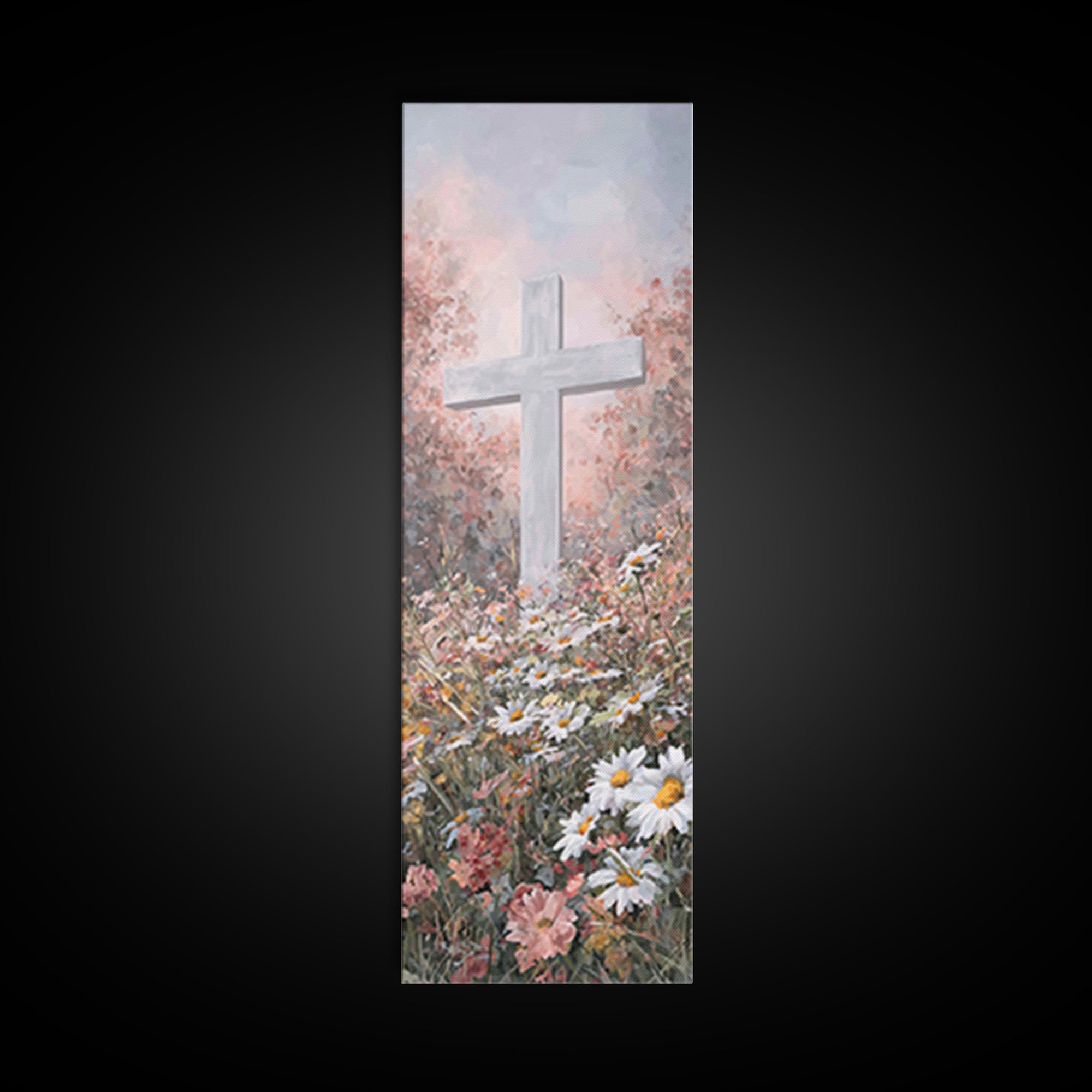 Garden Of Redemption, Framed Canvas Print, Christian Art Canvas, Christian Wall Art, Modern Christian Art, Christian Painting, Tall Skinny