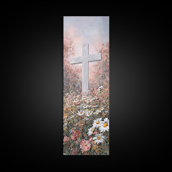 Garden Of Redemption, Framed Canvas Print, Christian Art Canvas, Christian Wall Art, Modern Christian Art, Christian Painting, Tall Skinny