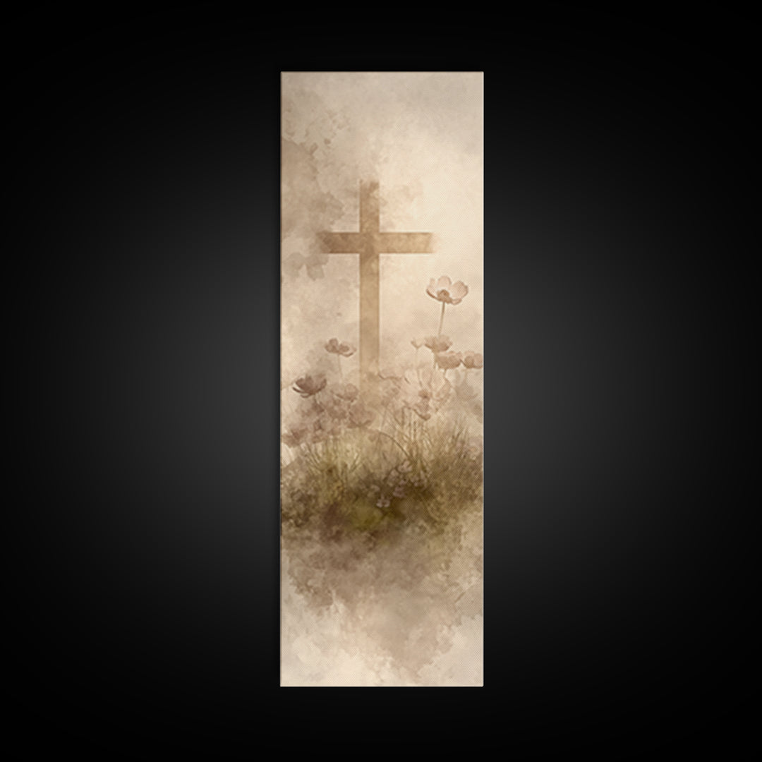 Cross Of New Dawn – Framed Canvas Print – Christian Art – Christian Wall Art – Christian Art Canvas – Modern Christian Art – Tall Narrow Wa