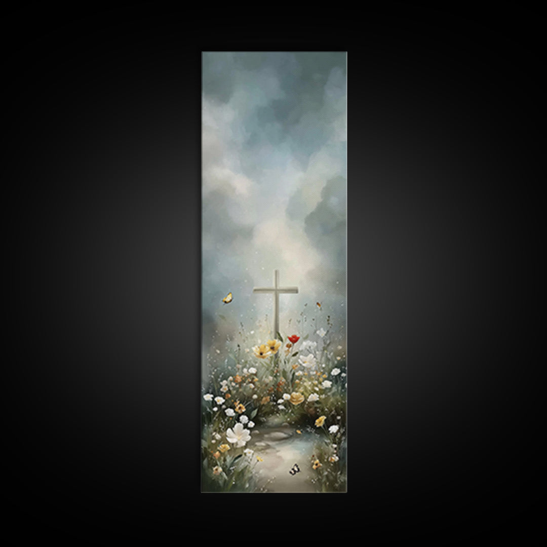 Garden Of Grace – Framed Canvas Print – Christian Wall Art – Christian Art Canvas – Jesus Painting – Tall Narrow Wall Art