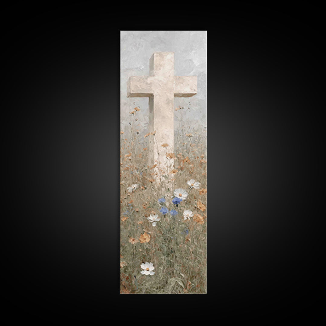 Field Of Mercy – Framed Canvas Print – Christian Art Canvas – Tall Narrow Wall Art – Jesus Painting – Christian Wall Art