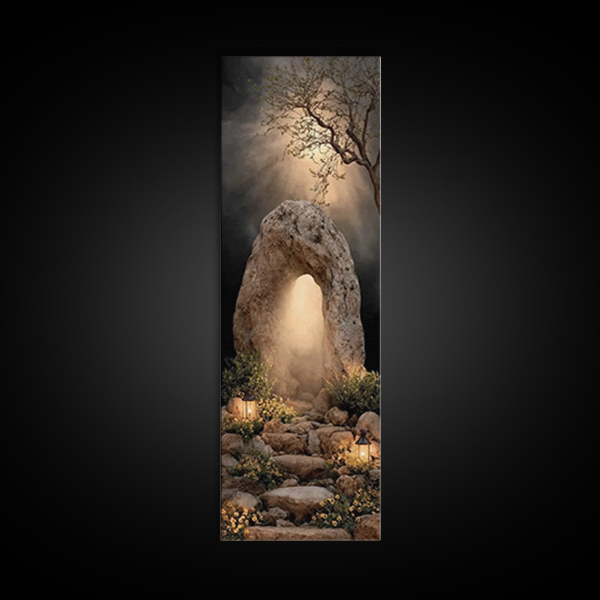 Risen Dawn Light – Framed Canvas Print – Jesus Painting – Christian Wall Art – Christian Art Canvas – Tall Narrow Wall Art