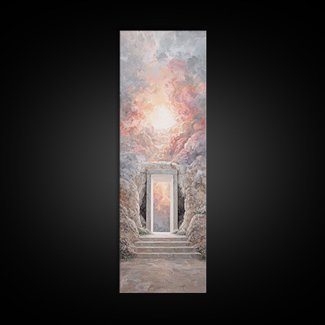 Heavenly Ascent Glow – Framed Canvas Print – Tall Narrow Wall Art – Christian Art Canvas – Christian Wall Art – Jesus Painting