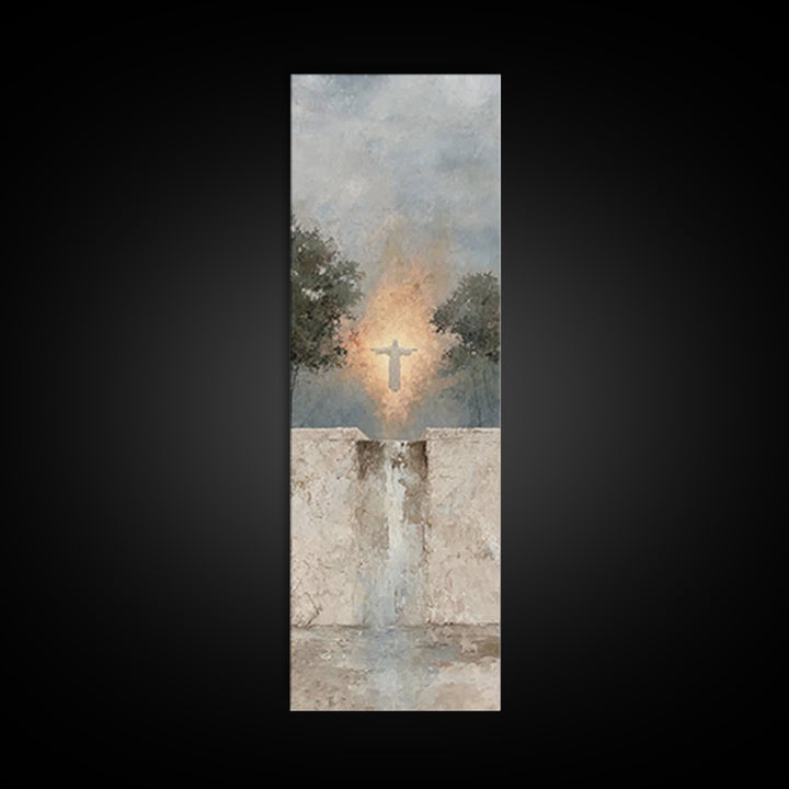 Light Of Salvation – Framed Canvas Print – Jesus Painting – Tall Narrow Wall Art – Christian Wall Art – Christian Art Canvas