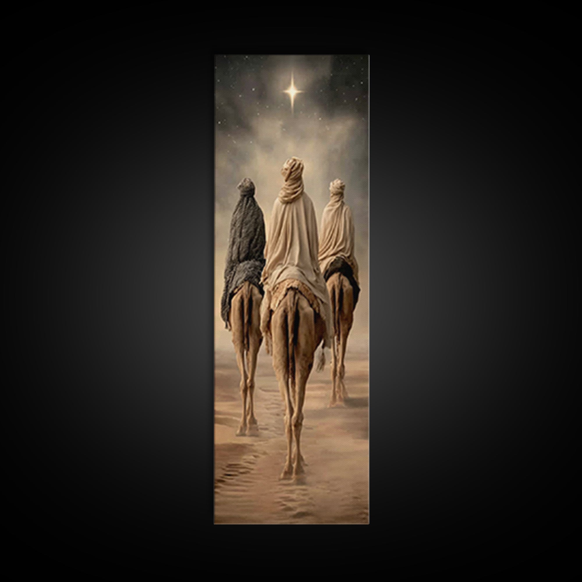 Night Of Wonder – Framed Canvas Print – Tall Narrow Wall Art – Christian Art Canvas – Christian Wall Art – Jesus Painting