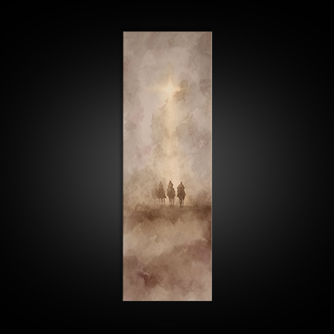 Desert Pilgrims | Framed Canvas Print | Tall Skinny Art Print | Christian Wall Art | Christian Art Canvas | Christmas Art