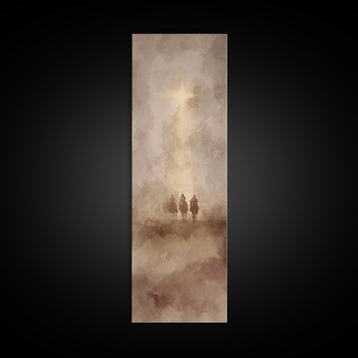 Desert Pilgrims | Framed Canvas Print | Tall Skinny Art Print | Christian Wall Art | Christian Art Canvas | Christmas Art