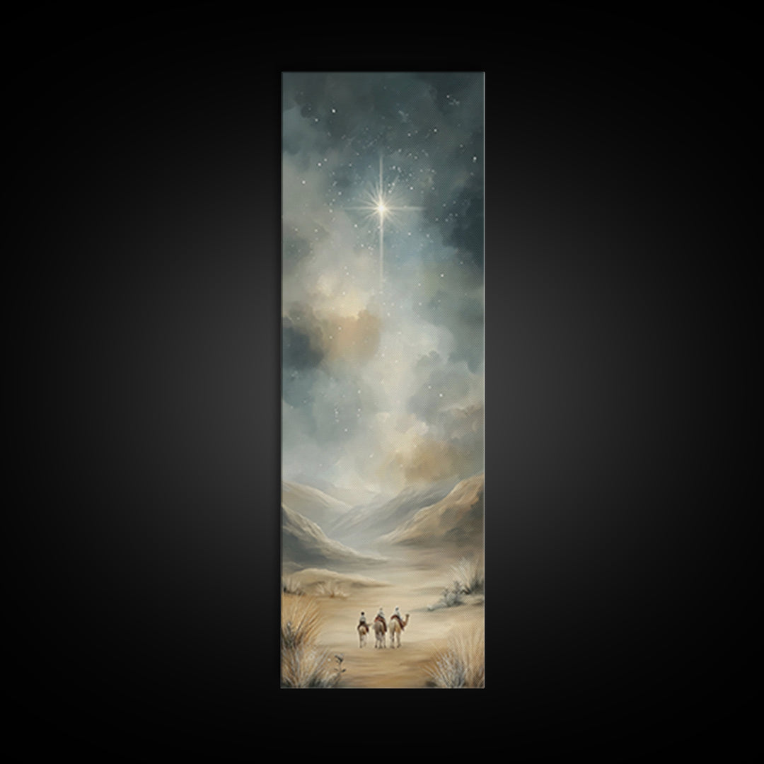 Guiding Star Journey | Framed Canvas Print | Skinny Art | Christian Art Canvas | Christmas Wall Art | Christian Painting