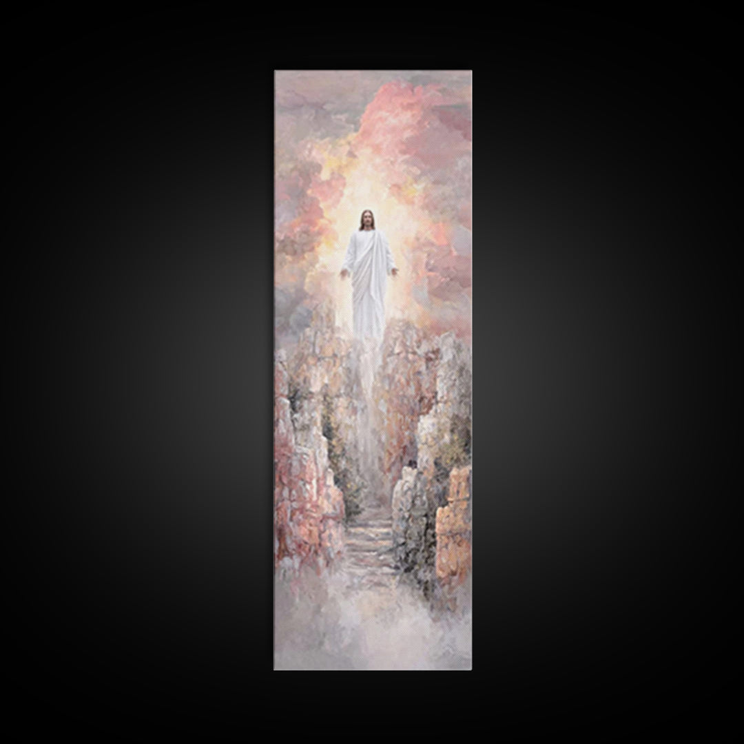 Ascension Light | Framed Canvas Print | Tall Narrow Wall Art | Christian Art Canvas | Jesus Painting | Christian Wall Art