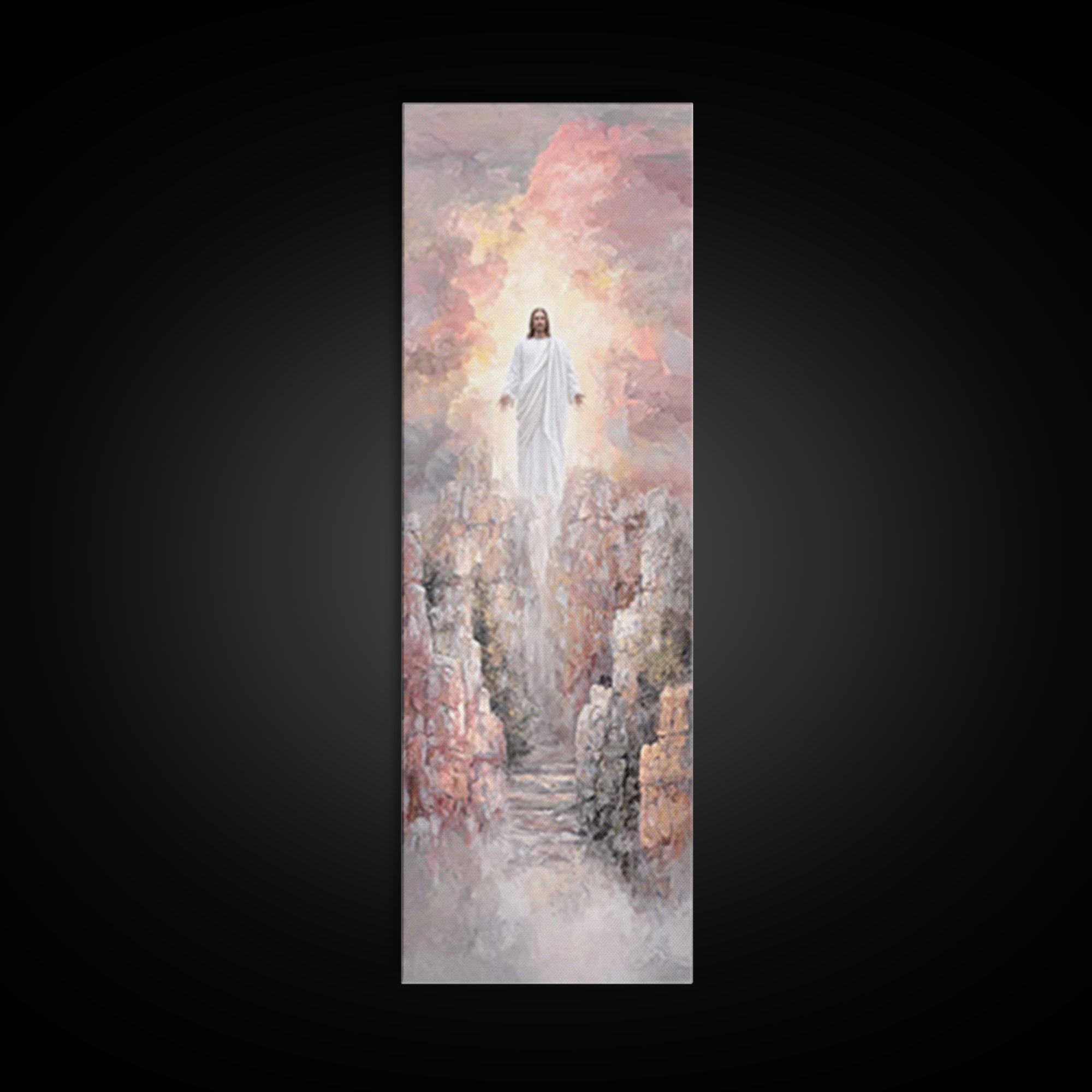 Ascension Light | Framed Canvas Print | Tall Narrow Wall Art | Christian Art Canvas | Jesus Painting | Christian Wall Art