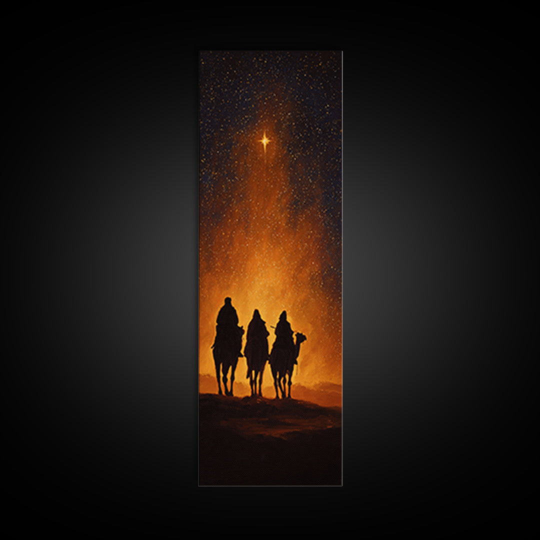 The Radiant Night – Framed Canvas Print – Narrow Art – Christian Art – Christian Christmas Art – Christian Painting – Christmas Wall Art –