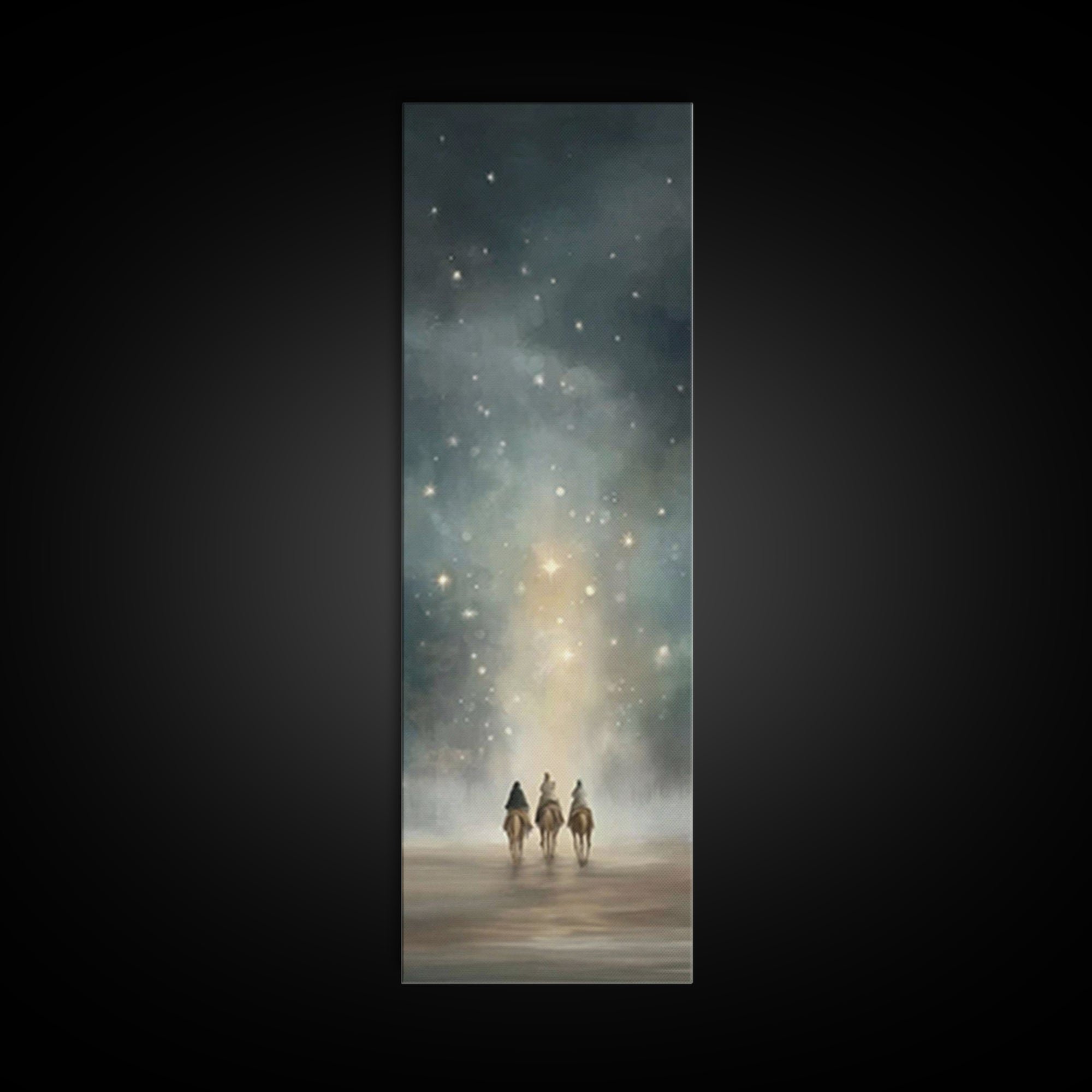 The Starpath Pilgrims – Framed Canvas Print – Tall Skinny Art Print – Christian Wall Art – Christian Art – Christian Art Canvas – Christmas