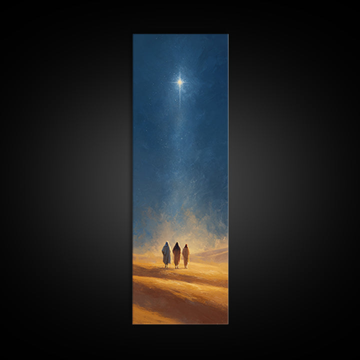 The Guiding Star – Framed Canvas Print – Christian Wall Art – Tall Narrow Wall Art – Christian Art Canvas – Christmas Art