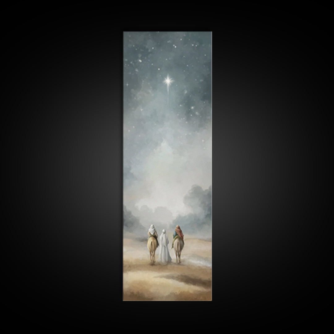 Sacred Night Path – Framed Canvas Print – Christian Art Canvas – Tall Narrow Wall Art – Christmas Wall Art – Christian Art