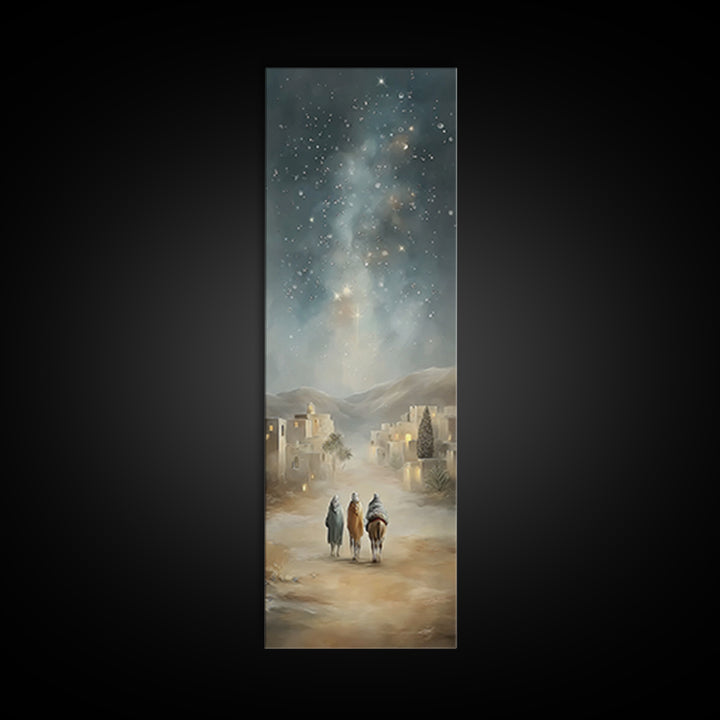 Bethlehem Wayfarers – Framed Canvas Print – Christian Christmas Art – Skinny Art – Christian Art Canvas – Christian Wall Art