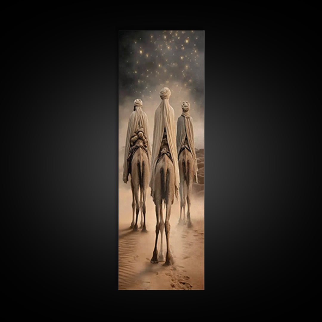 Pilgrims Of Light – Framed Canvas Print – Christian Wall Art – Narrow Art – Christian Art Work – Christian Christmas Art