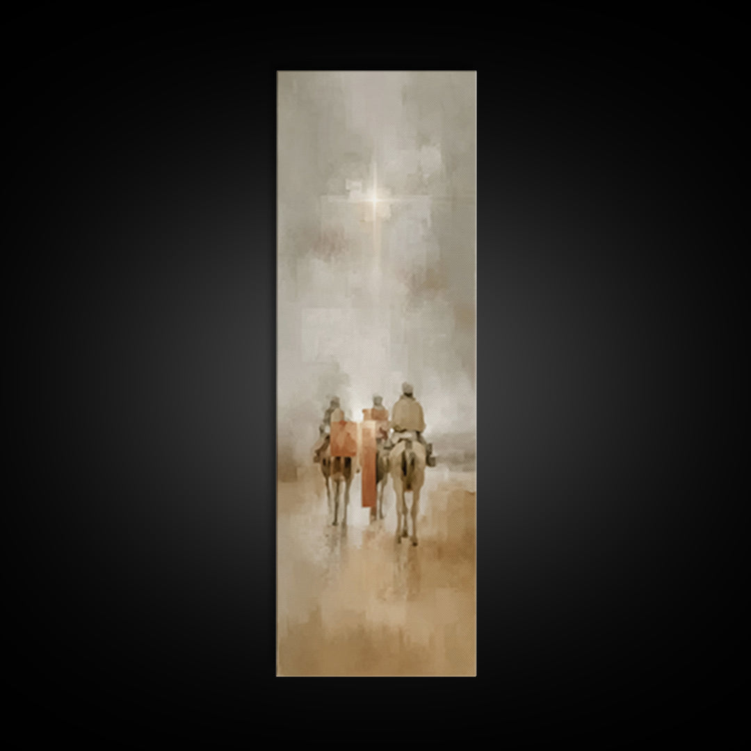 Desert Star Journey – Framed Canvas Print – Christian Wall Art – Tall Narrow Wall Art – Christian Art Canvas – Christmas Art
