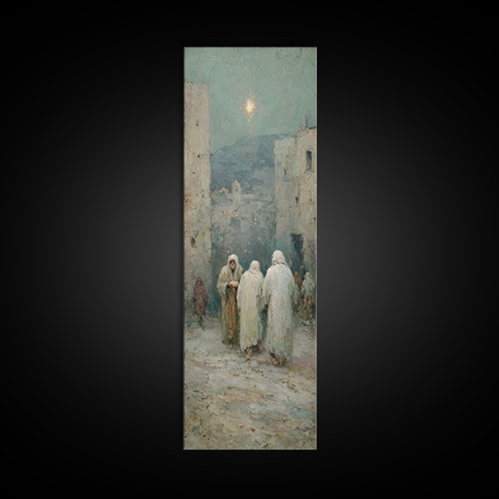 Bethlehem Pathway – Framed Canvas Print – Christian Christmas Art – Narrow Art – Christian Art Work – Christian Wall Art