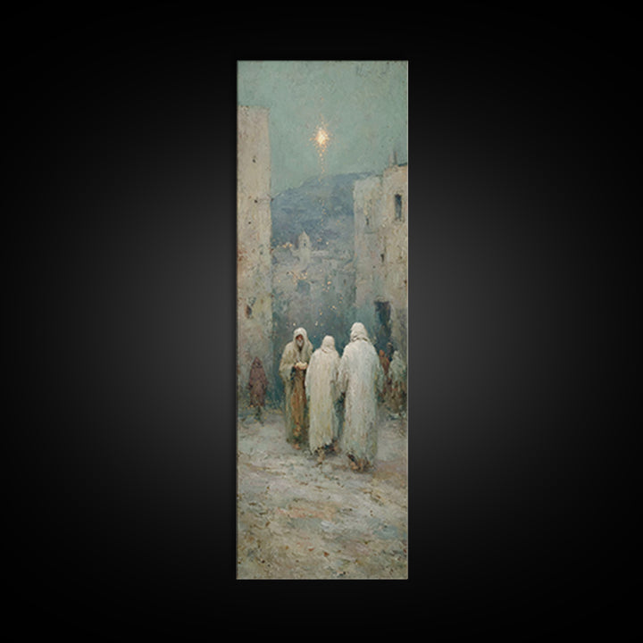 Bethlehem Pathway – Framed Canvas Print – Christian Christmas Art – Narrow Art – Christian Art Work – Christian Wall Art