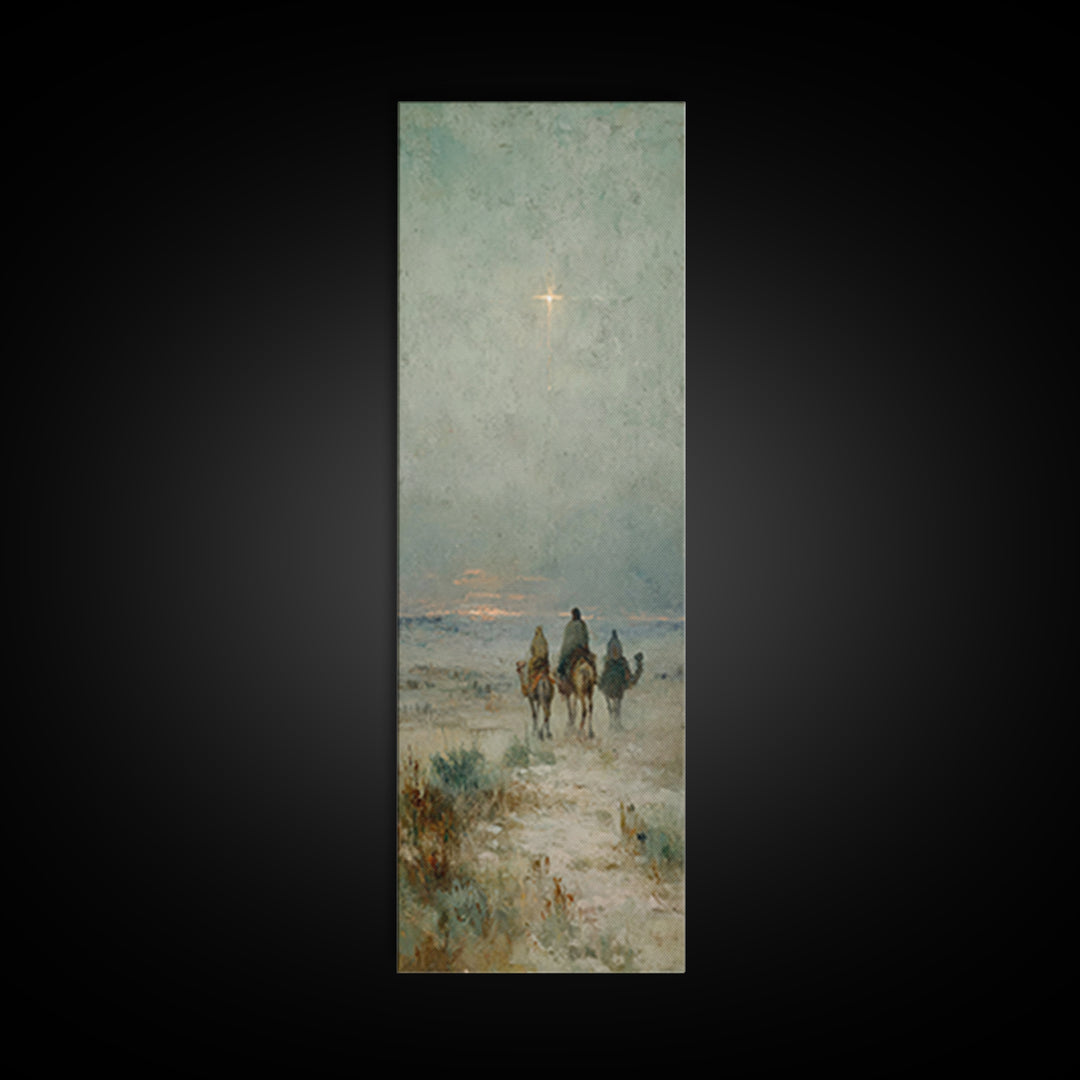 Morning Star Road – Framed Canvas Print – Christian Wall Art – Narrow Art – Christian Christmas Art – Christian Art Work