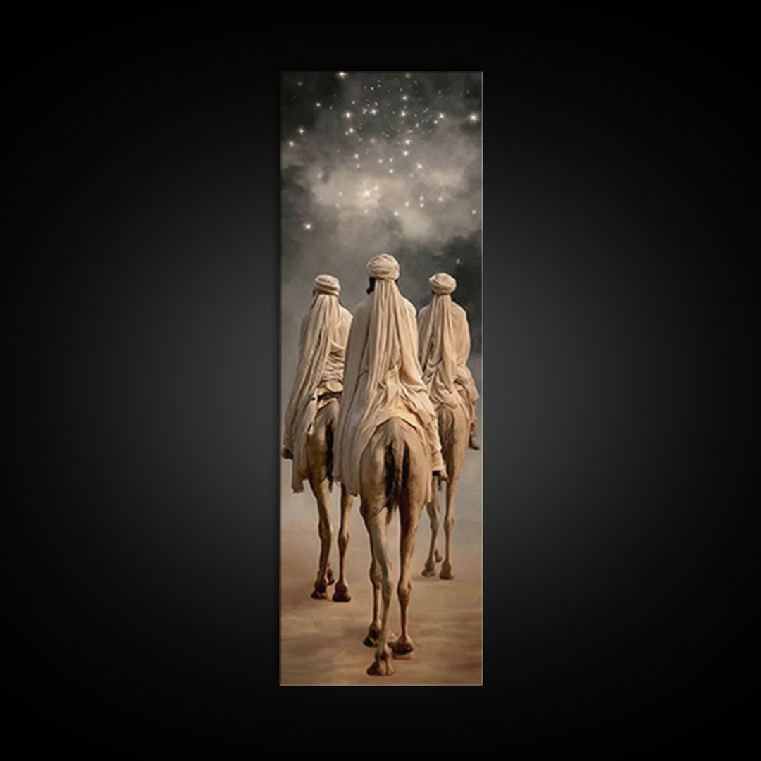 Night Sky Caravan – Framed Canvas Print – Christian Art Canvas – Tall Skinny Art Print – Christian Wall Art – Christmas Art