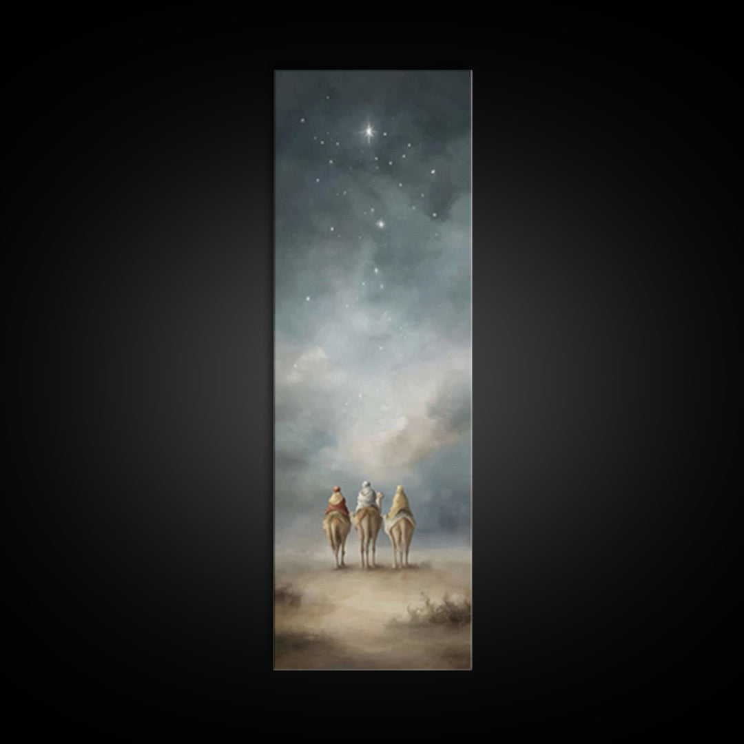Desert Night Journey, Framed Canvas Print, Skinny Art, Christian Christmas Art, Christian Art Canvas, Large Christian Art, Modern Christian