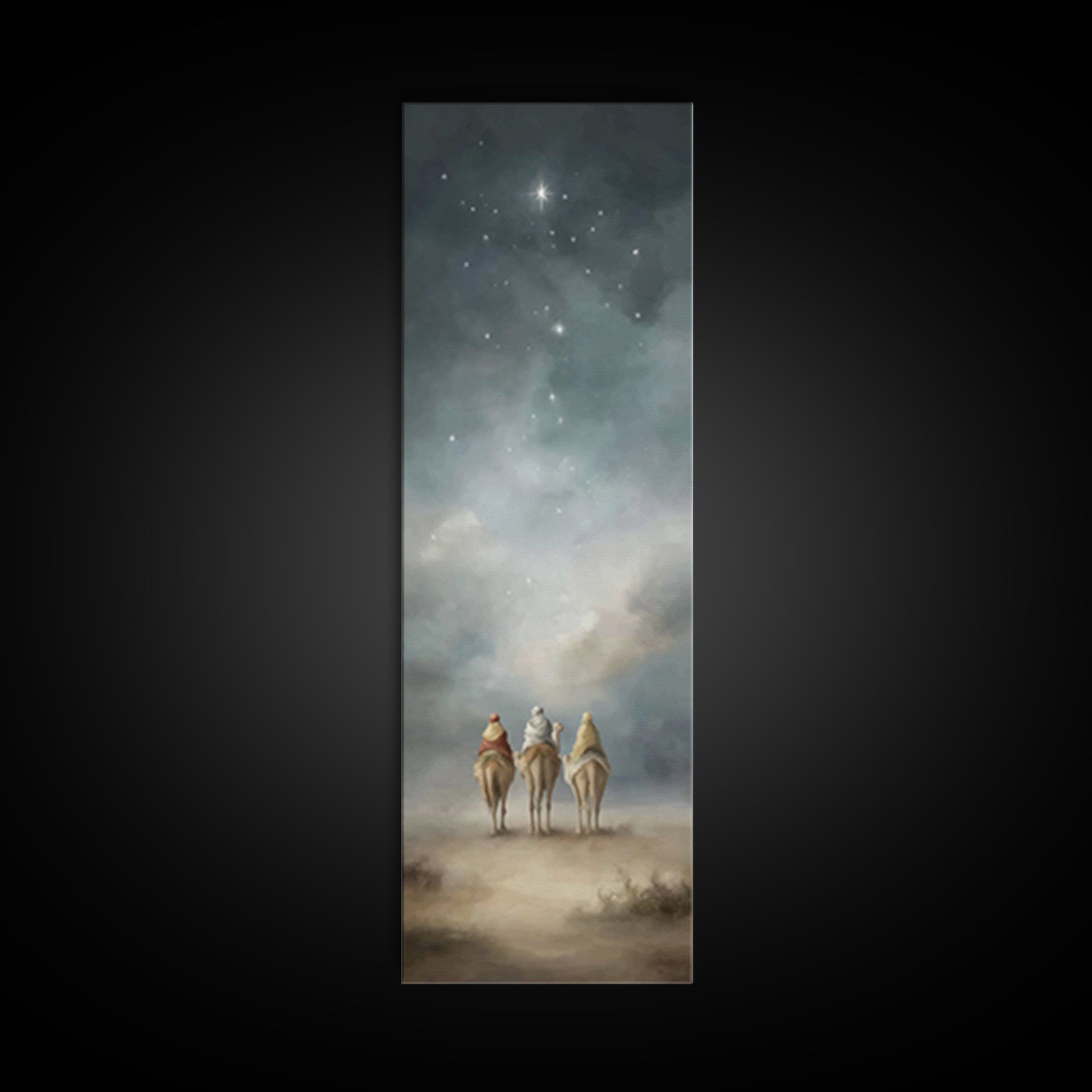 Desert Night Journey, Framed Canvas Print, Skinny Art, Christian Christmas Art, Christian Art Canvas, Large Christian Art, Modern Christian