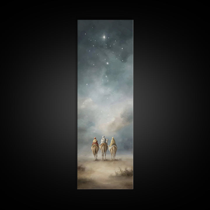 Desert Night Journey, Framed Canvas Print, Skinny Art, Christian Christmas Art, Christian Art Canvas, Large Christian Art, Modern Christian