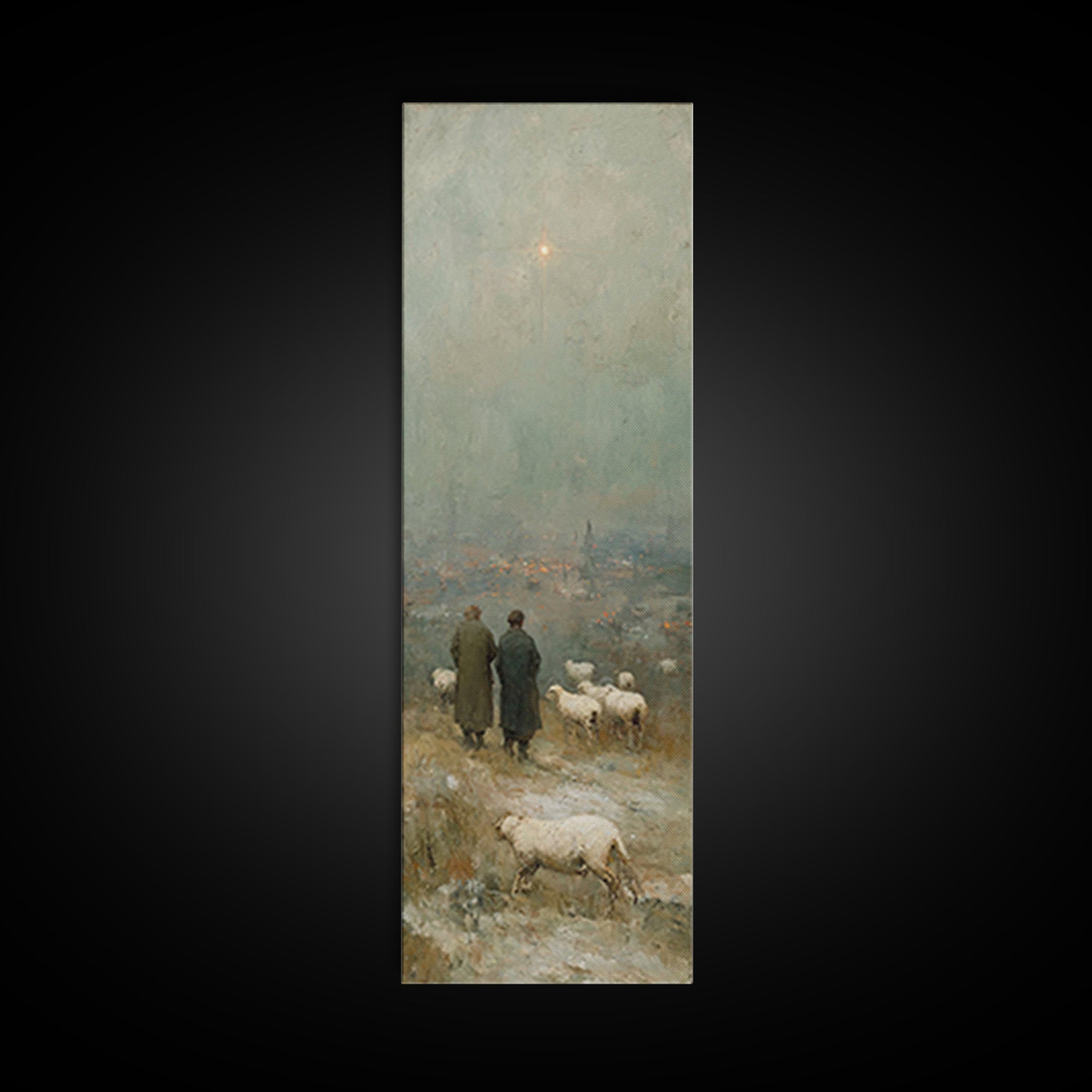 Star Of Bethlehem, Framed Canvas Print, Narrow Art, Christian Wall Art, Christian Art Print, Jesus Painting, Christmas Canvas Wall Art