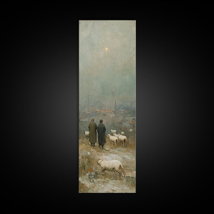 Star Of Bethlehem, Framed Canvas Print, Narrow Art, Christian Wall Art, Christian Art Print, Jesus Painting, Christmas Canvas Wall Art