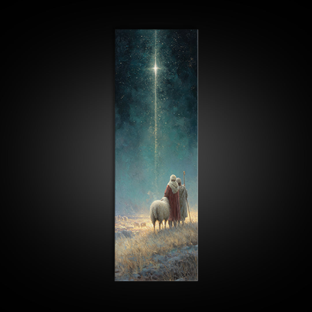 Heavenly Calling, Framed Canvas Print, Narrow Art, Christian Art, Christian Art Canvas, Christian Christmas Decorations, Moody Christmas Ar