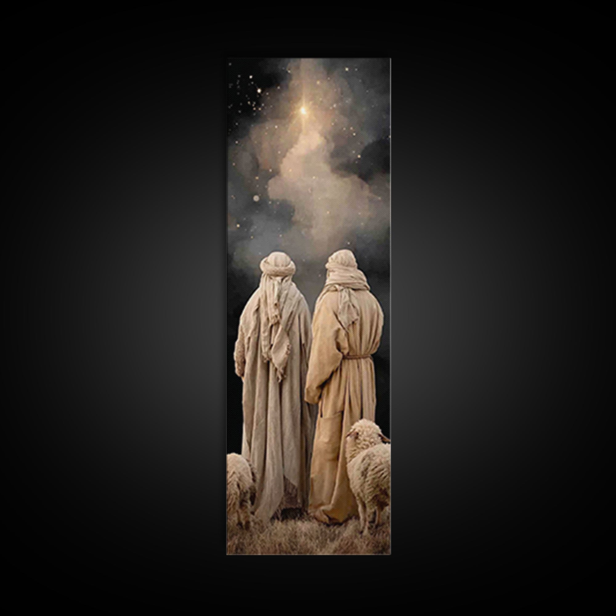 Divine Light Rise, Framed Canvas Print, Tall Narrow Wall Art, Christian Wall Art, Large Christian Painting, Christmas Art Prints, Christian