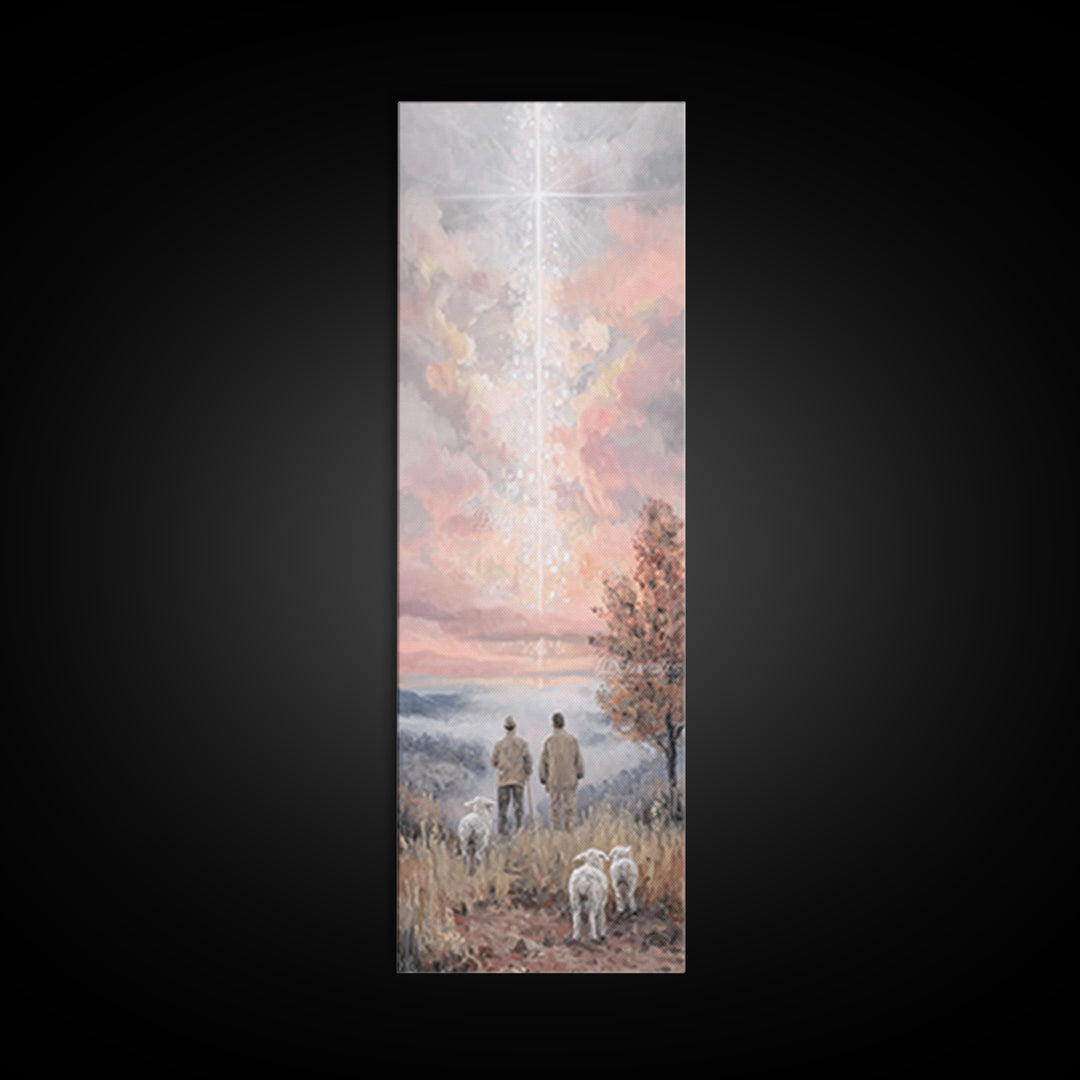 Eternal Dawn Star, Framed Canvas Print, Tall Skinny Art Print, Christian Christmas Art, Christian Art Print, Framed Christian Art, Vintage
