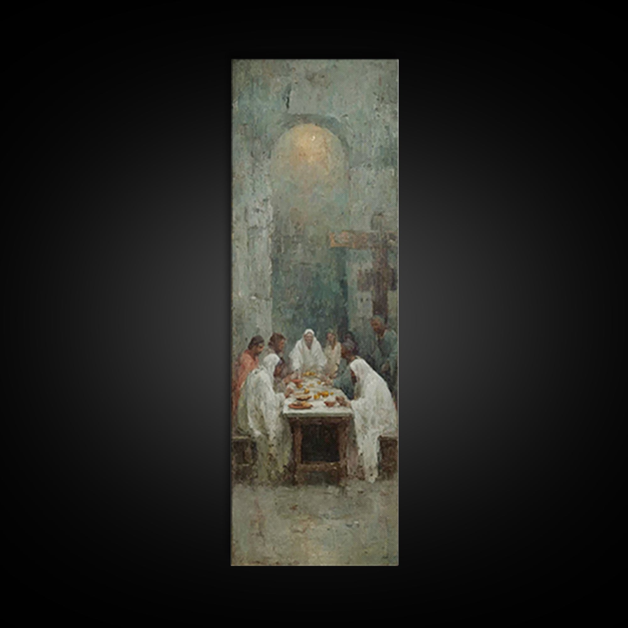 Table Of Fellowship – Framed Canvas Print – Christian Art Canvas – Christian Wall Art – Tall Narrow Wall Art – Christian Painting – Christi