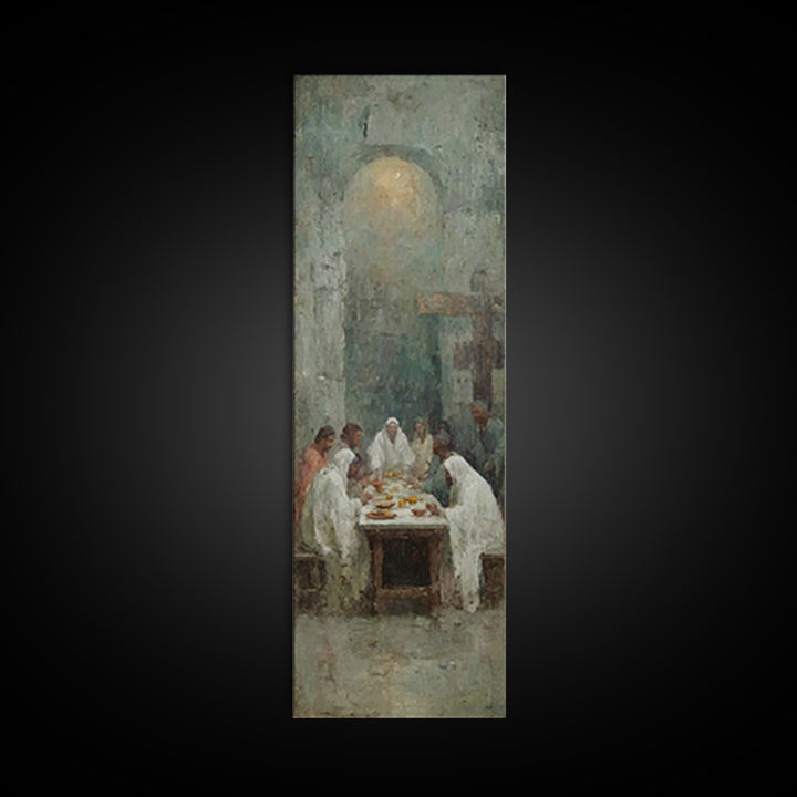 Table Of Fellowship – Framed Canvas Print – Christian Art Canvas – Christian Wall Art – Tall Narrow Wall Art – Christian Painting – Christi