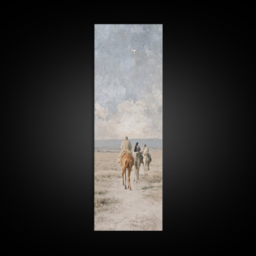 Guiding Star Journey – Framed Canvas Print – Christian Wall Art – Christmas Art – Tall Narrow Wall Art – Christian Decor – Christmas Wall A