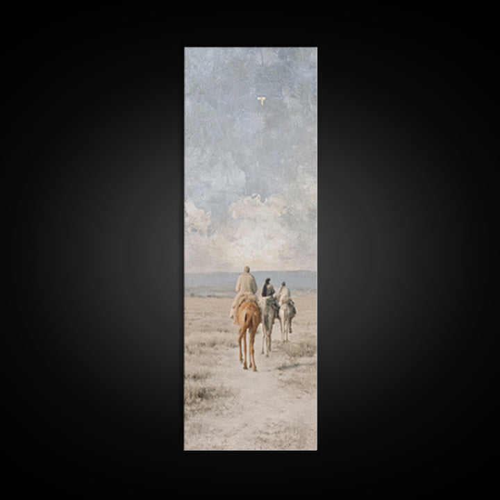 Guiding Star Journey – Framed Canvas Print – Christian Wall Art – Christmas Art – Tall Narrow Wall Art – Christian Decor – Christmas Wall A