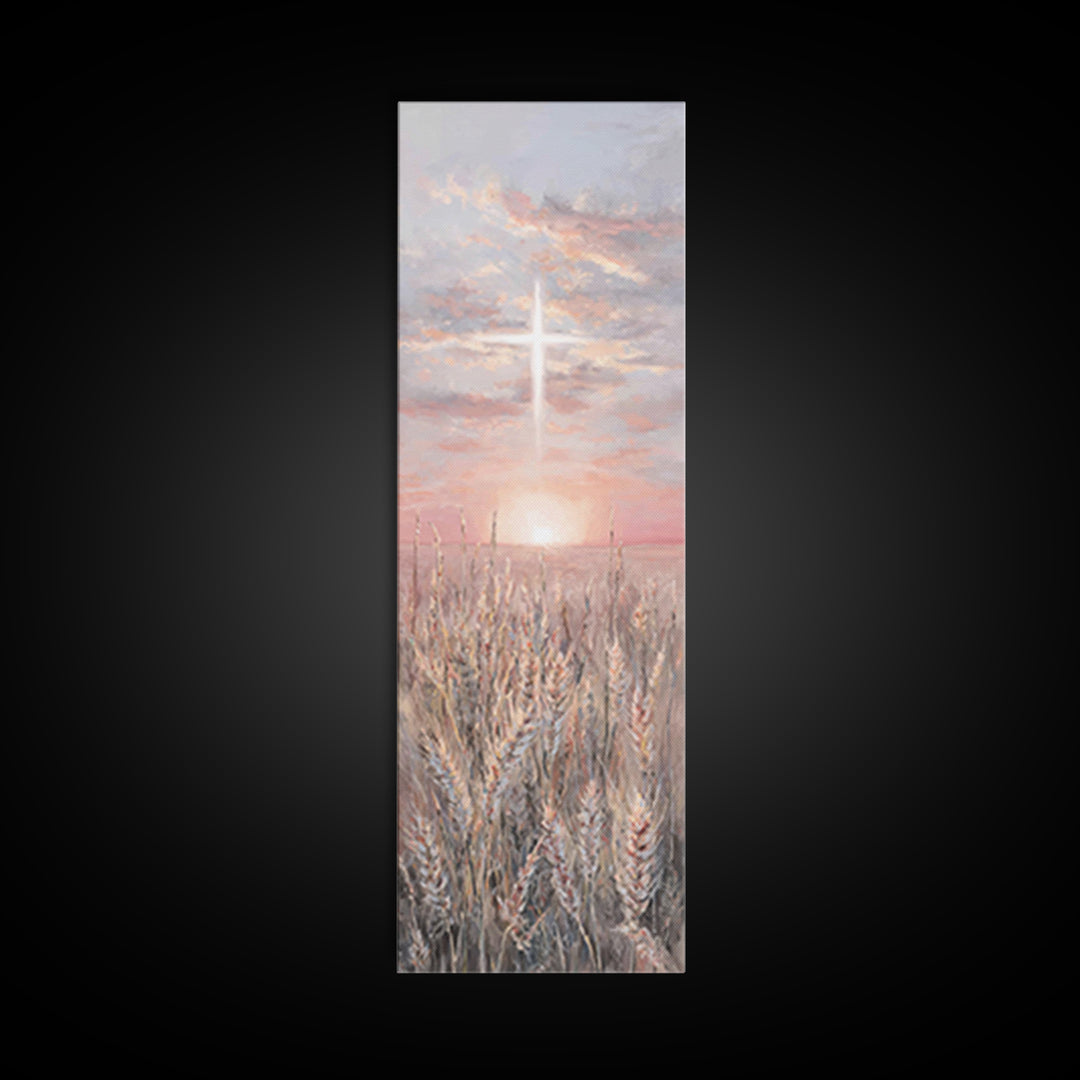 Sacred Supper Light – Framed Canvas Print – Christian Art Canvas – Christian Painting – Tall Skinny Art Print – Christian Wall Art – Vintag