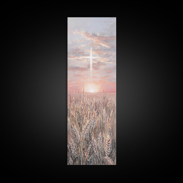 Sacred Supper Light – Framed Canvas Print – Christian Art Canvas – Christian Painting – Tall Skinny Art Print – Christian Wall Art – Vintag