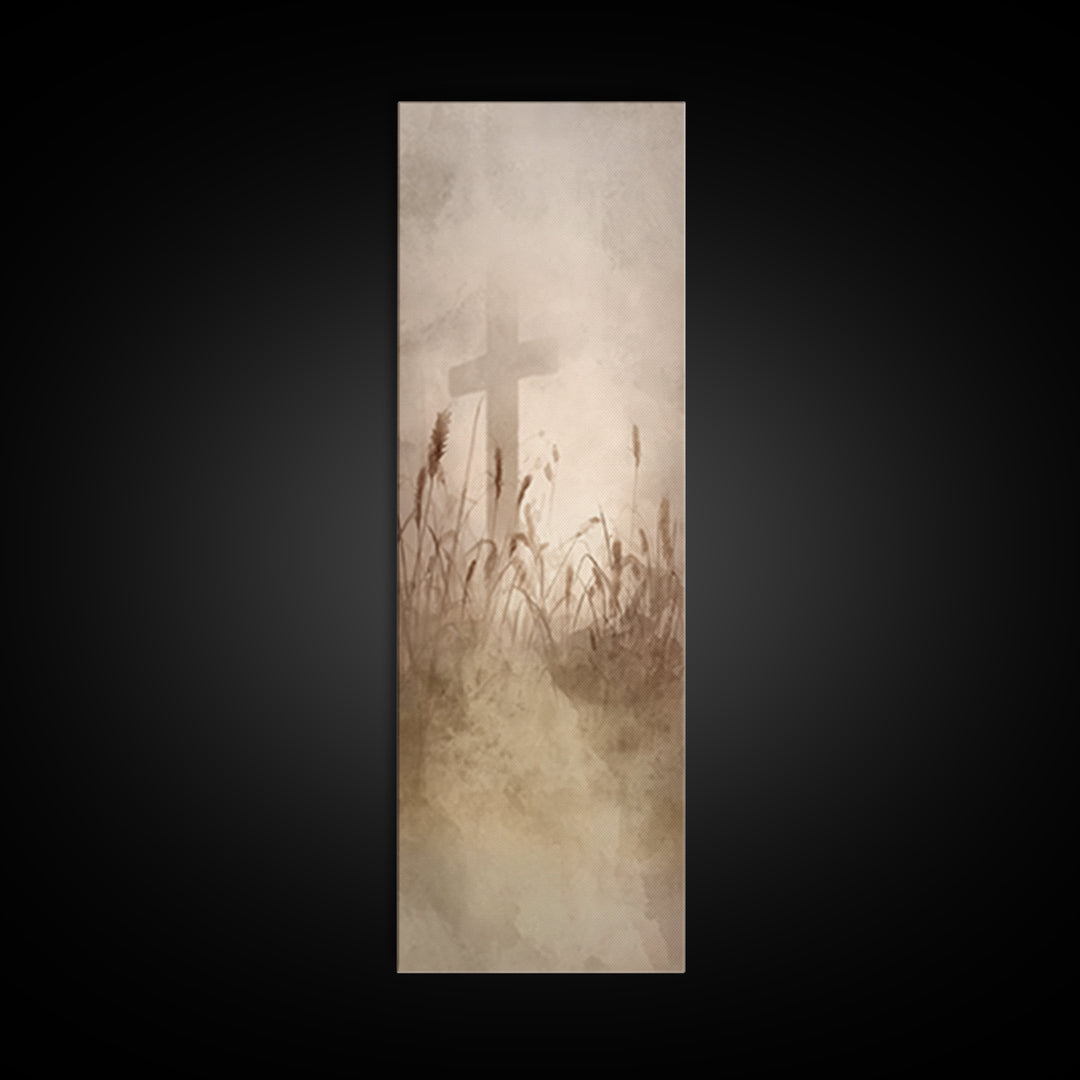 Crosswind Harvest – Framed Canvas Print – Christian Art Canvas – Christian Wall Art – Skinny Art – Subtle Christian Art – Christian Paintin