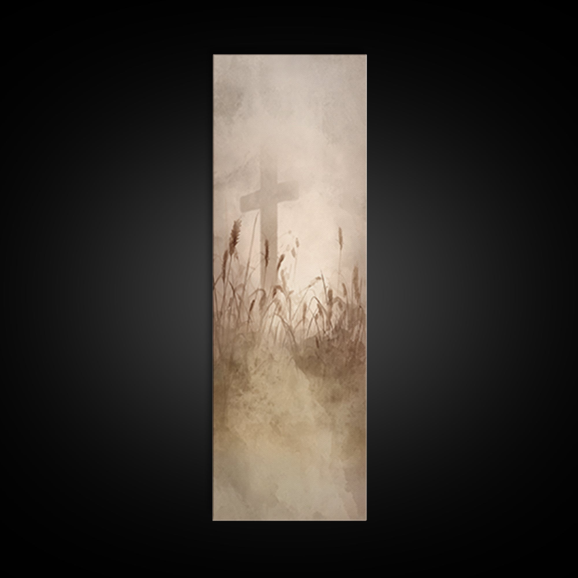 Crosswind Harvest – Framed Canvas Print – Christian Art Canvas – Christian Wall Art – Skinny Art – Subtle Christian Art – Christian Paintin