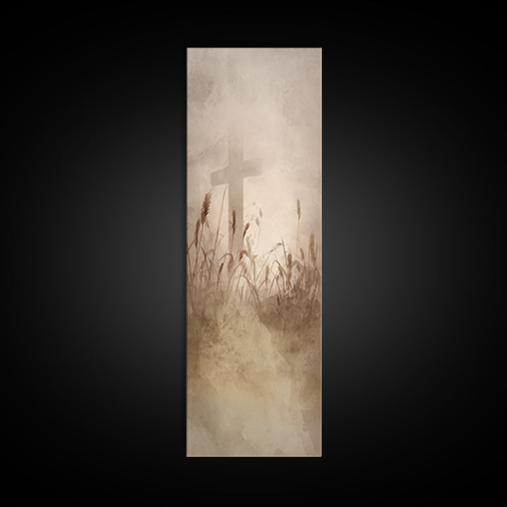 Crosswind Harvest – Framed Canvas Print – Christian Art Canvas – Christian Wall Art – Skinny Art – Subtle Christian Art – Christian Paintin