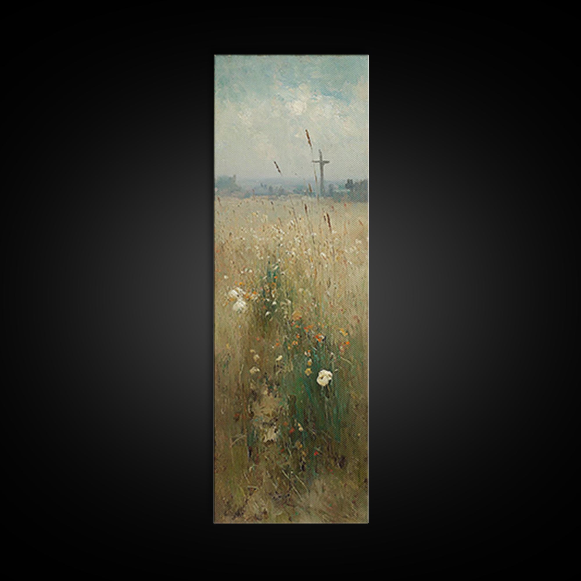 Heavenly Wheatlands – Framed Canvas Print – Christian Wall Art – Christian Art Canvas – Narrow Art – Christian Painting – Subtle Christian