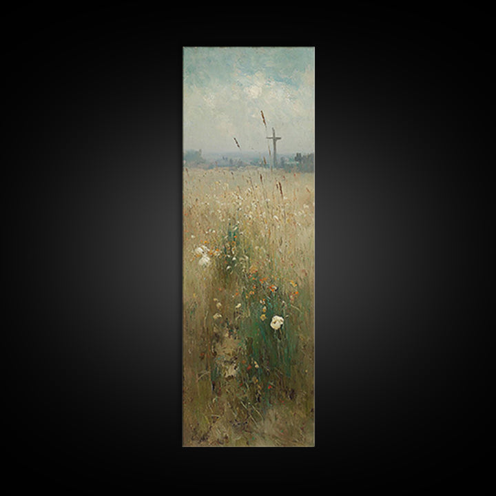Heavenly Wheatlands – Framed Canvas Print – Christian Wall Art – Christian Art Canvas – Narrow Art – Christian Painting – Subtle Christian