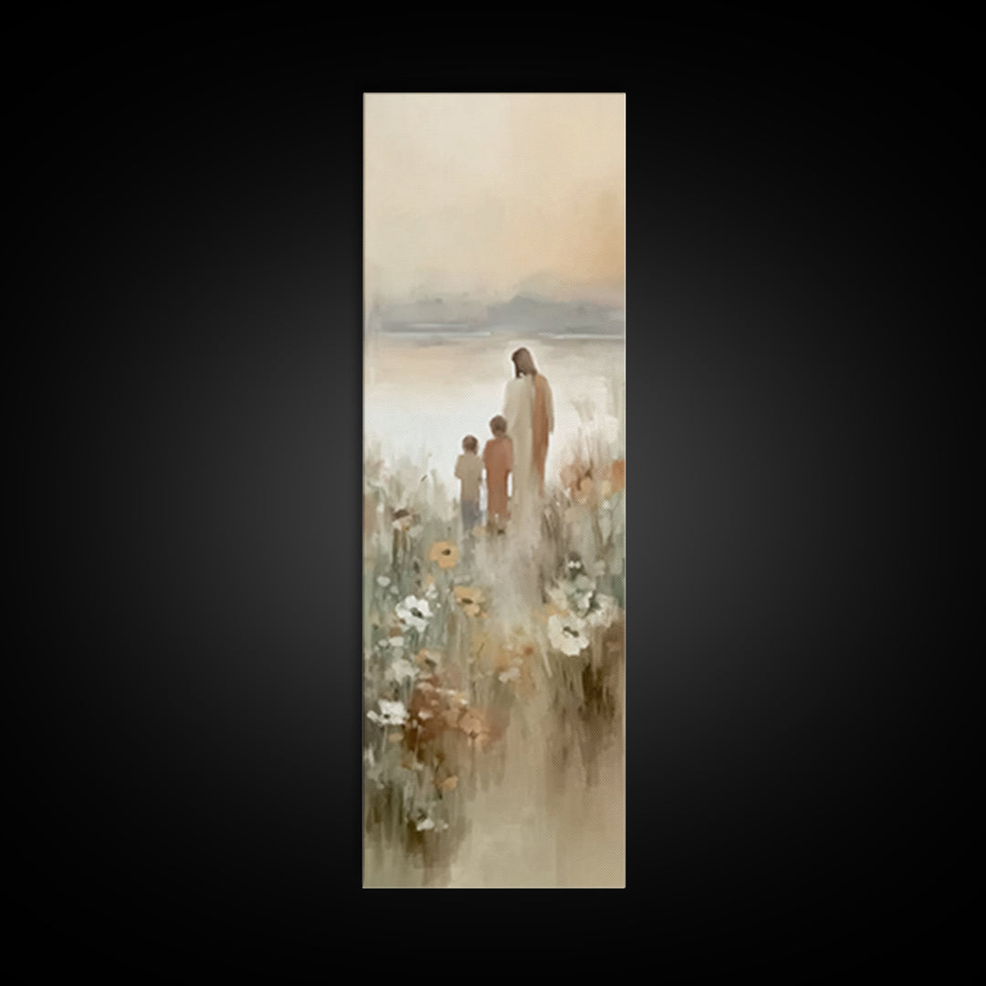 Fields Of Promise – Framed Canvas Print – Tall Narrow Wall Art – Christian Art Canvas – Jesus Painting – Christian Wall Art – Moody Christi