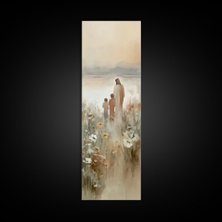 Fields Of Promise – Framed Canvas Print – Tall Narrow Wall Art – Christian Art Canvas – Jesus Painting – Christian Wall Art – Moody Christi