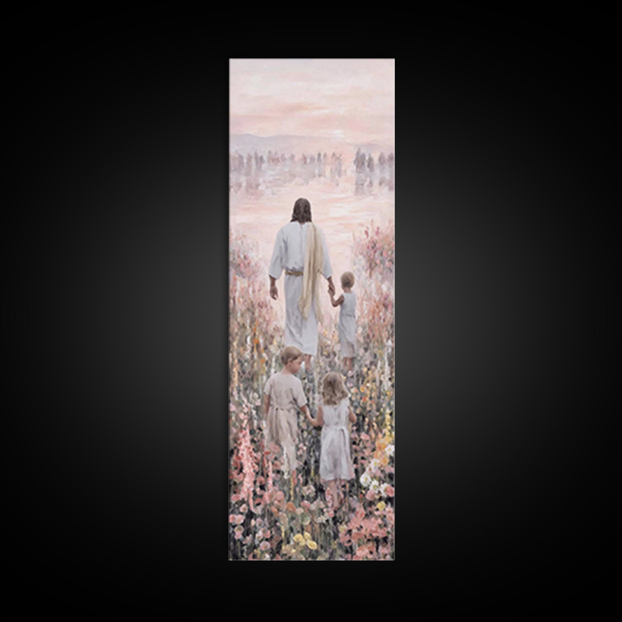 Morning Grace Bloom – Framed Canvas Print – Narrow Art – Christian Wall Art – Christian Art Print – Jesus Painting – Unique Christian Art –